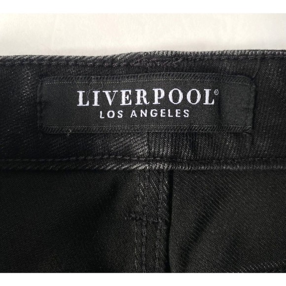 Liverpool Jeans Women 6/28 Cavalier Black The Straight Distressed Raw Frayed Hem - Picture 6 of 16